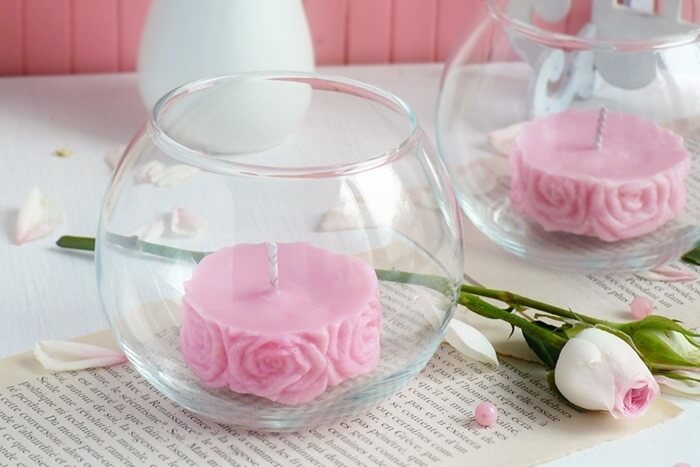 Bougie parfumée rose