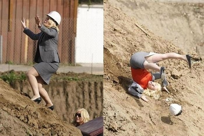 un sac de ciment est tombé sur la femme
