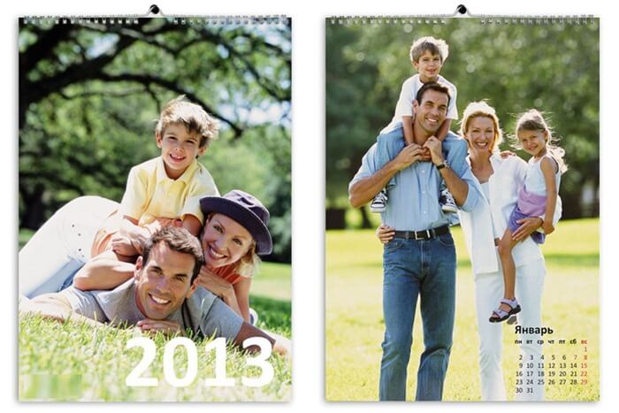 Calendrier avec photos de famille