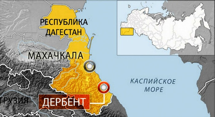 Derbent sur la carte de la Russie
