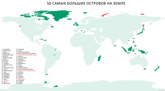 50 plus grandes îles du monde