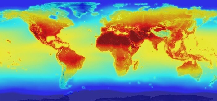 Carte des températures du monde