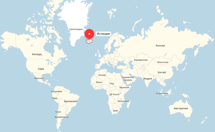 L'Islande sur la carte du monde L'Islande sur la carte du monde