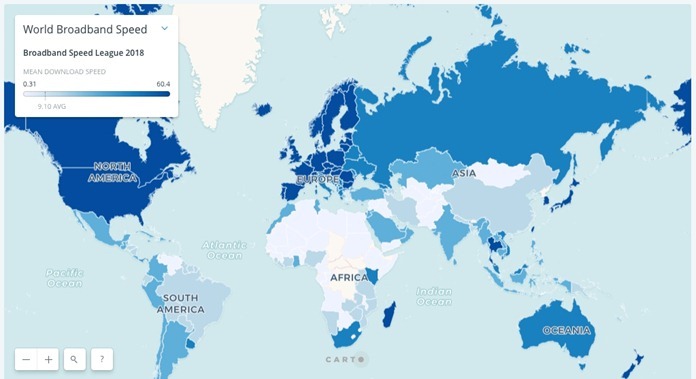 Vitesse de connexion Internet dans le monde