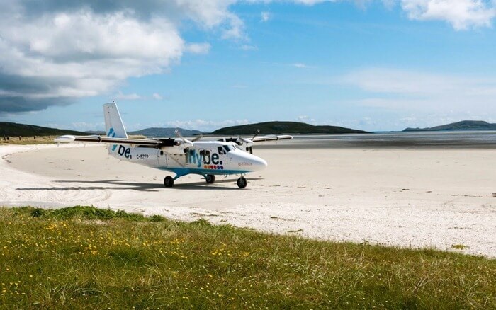 Aéroport de Barra sur une plage de sable