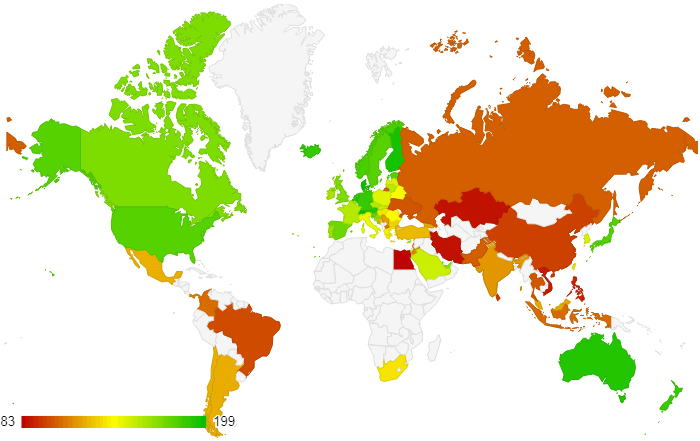 Indice de qualité de vie par pays 2019