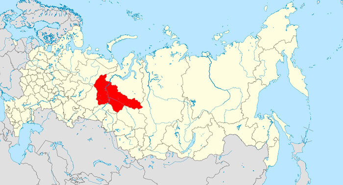 KhMAO - UGRA sur la carte de la Fédération de Russie