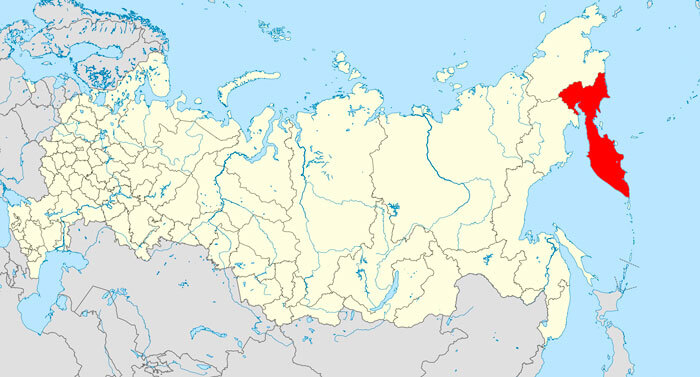 Kraï du Kamtchatka sur la carte de la Russie