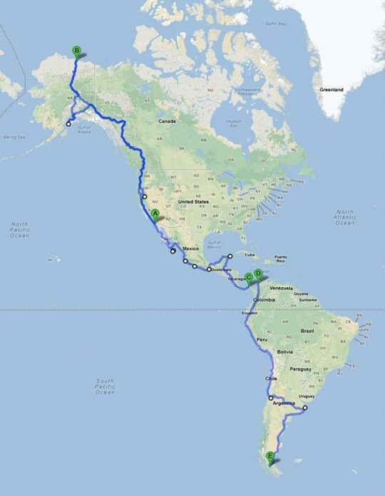 Carte routière panaméricaine